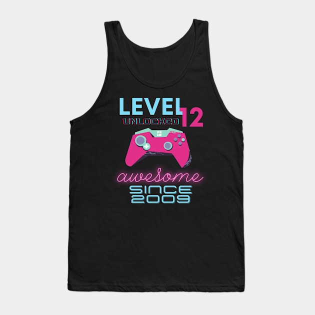 Level 12 Unlocked Awesome 2009 Video Gamer Tank Top by Fabled Rags 